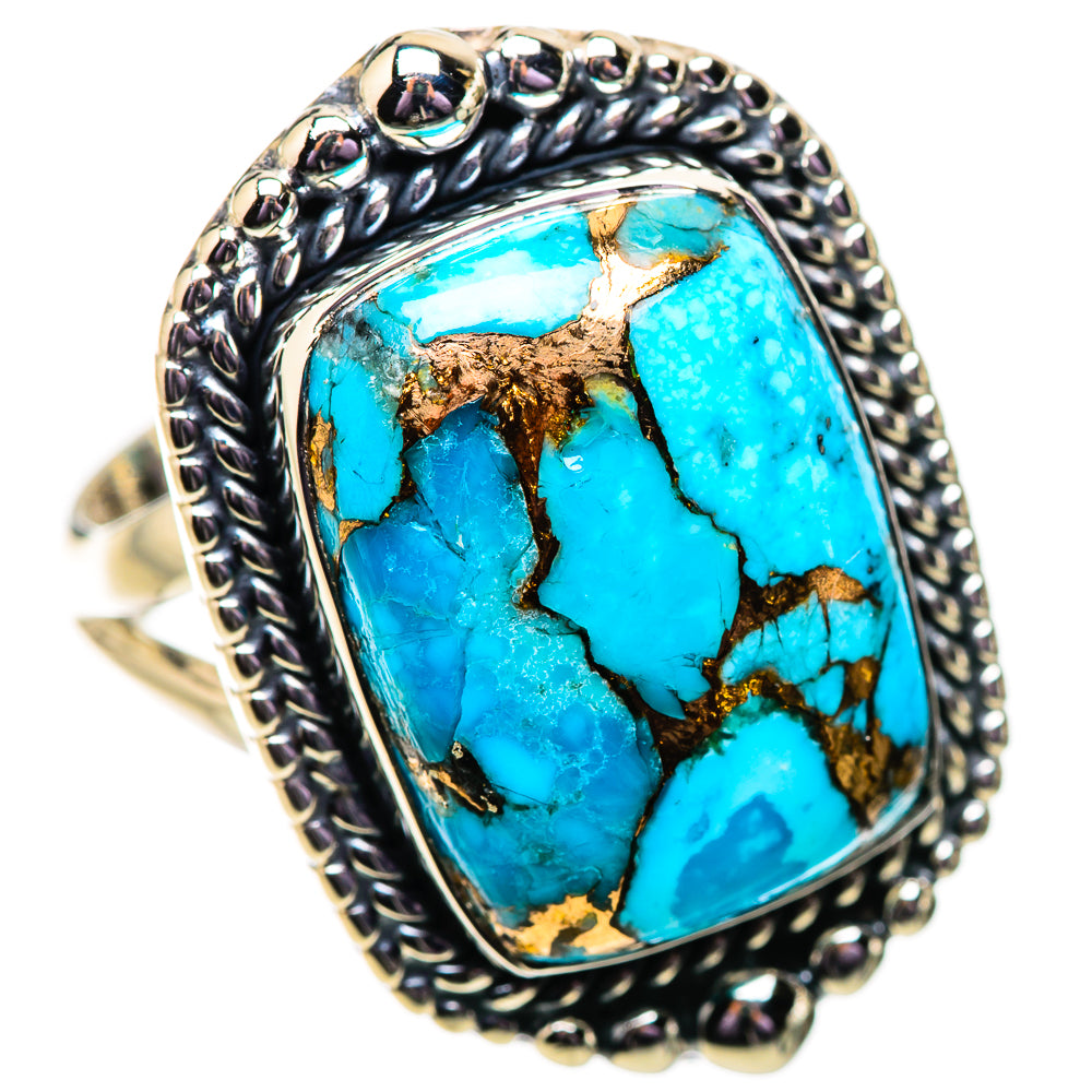 Blue Copper Composite Turquoise Rings handcrafted by Anasilvercos - RING133990 - Photo 2