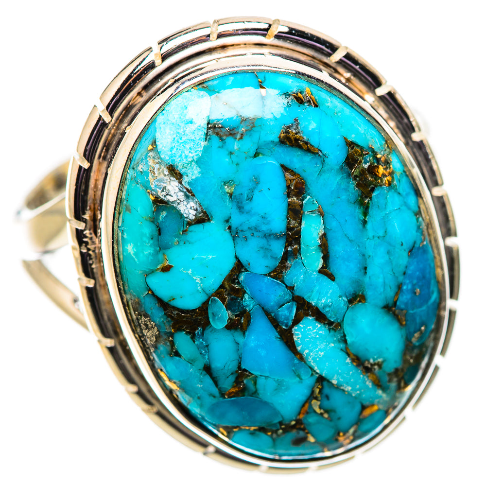Blue Copper Composite Turquoise Rings handcrafted by Anasilvercos - RING133994 - Photo 2