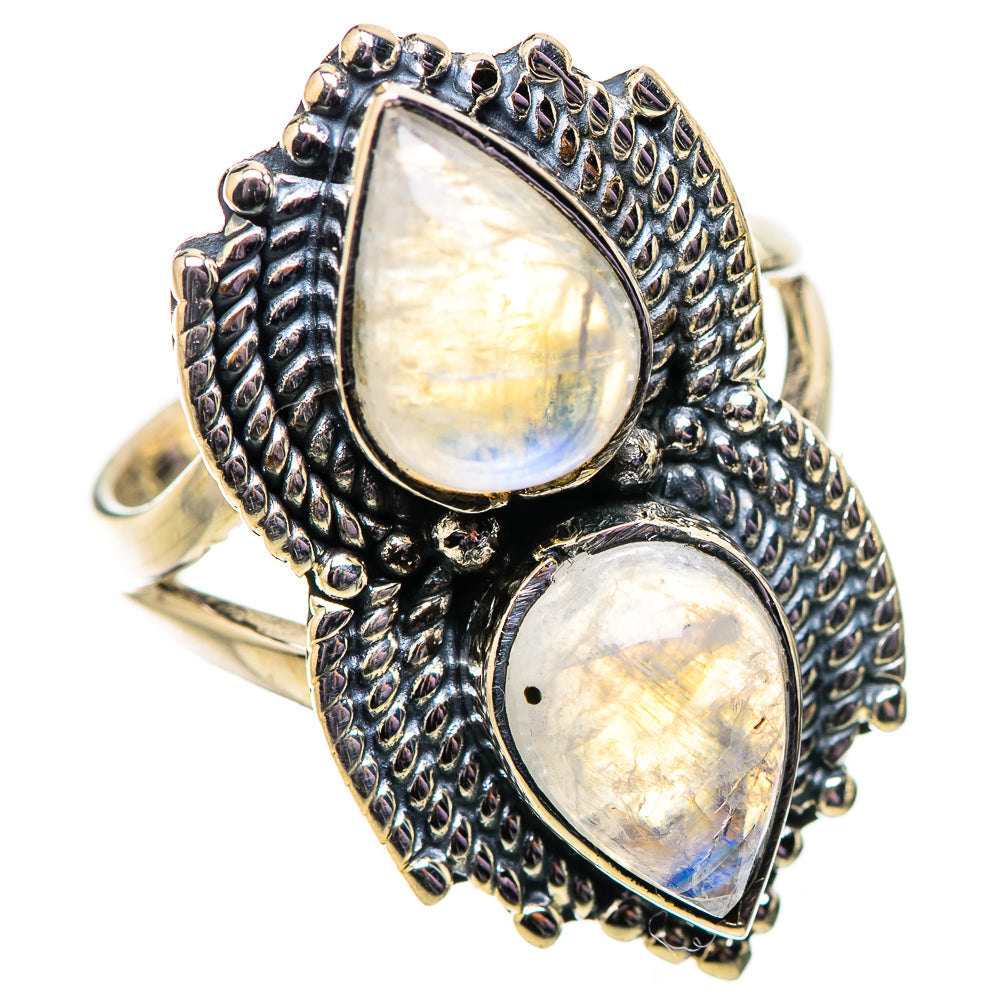 Rainbow Moonstone Rings handcrafted by Anasilvercos - RING134110 - Photo 2