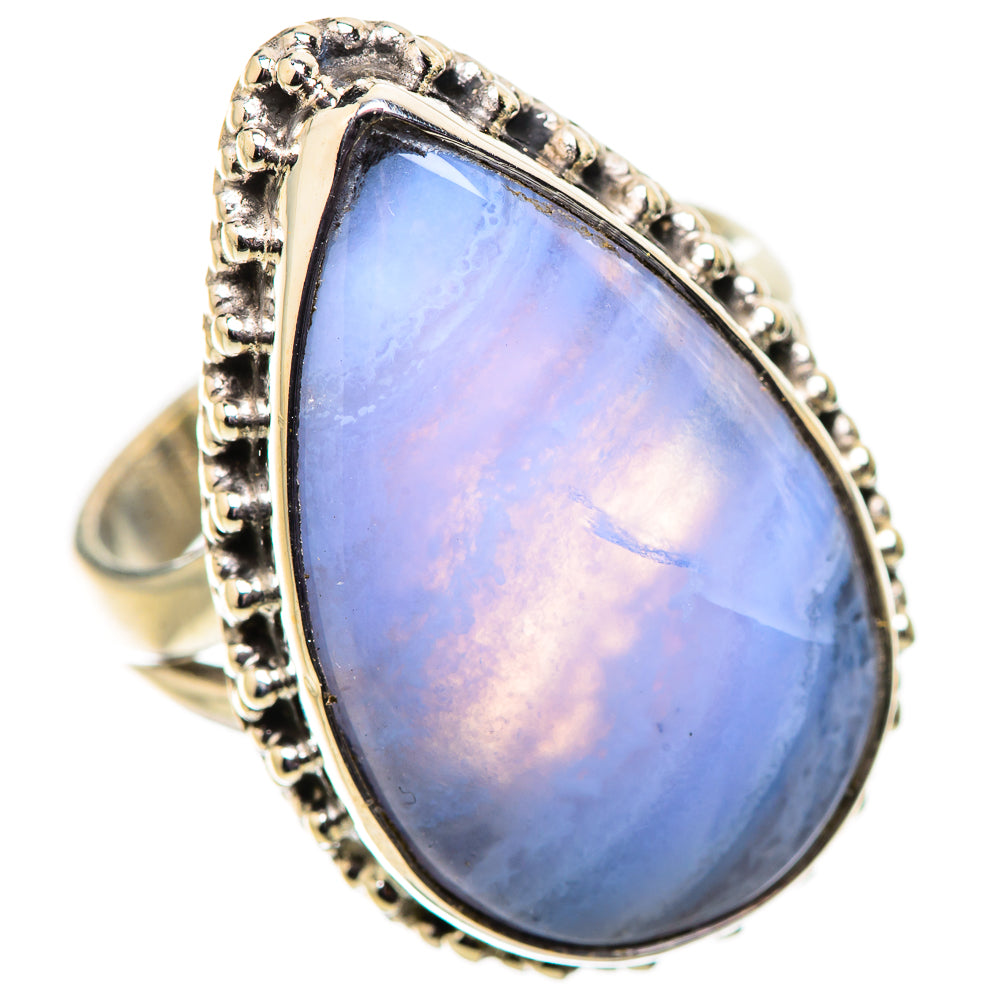 Blue Lace Agate Rings handcrafted by Anasilvercos - RING134136 - Photo 2