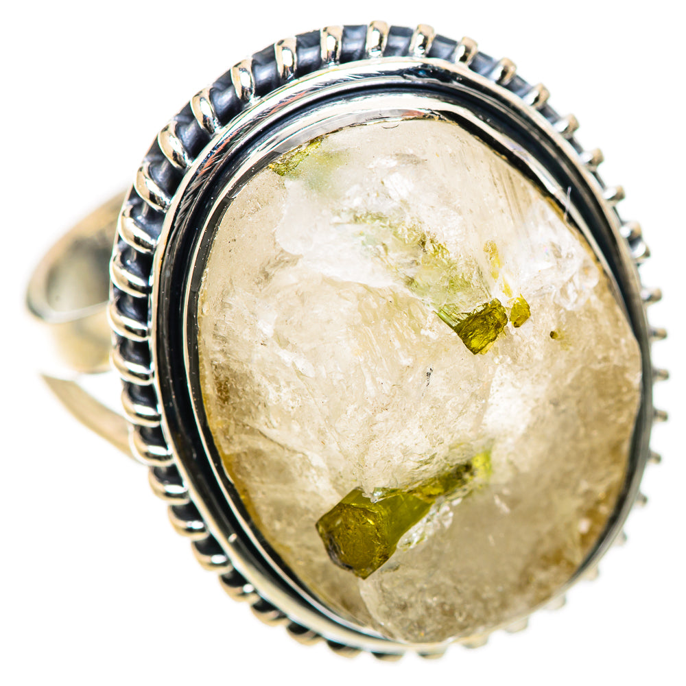 Green Tourmaline In Quartz Rings handcrafted by Anasilvercos - RING134169 - Photo 2
