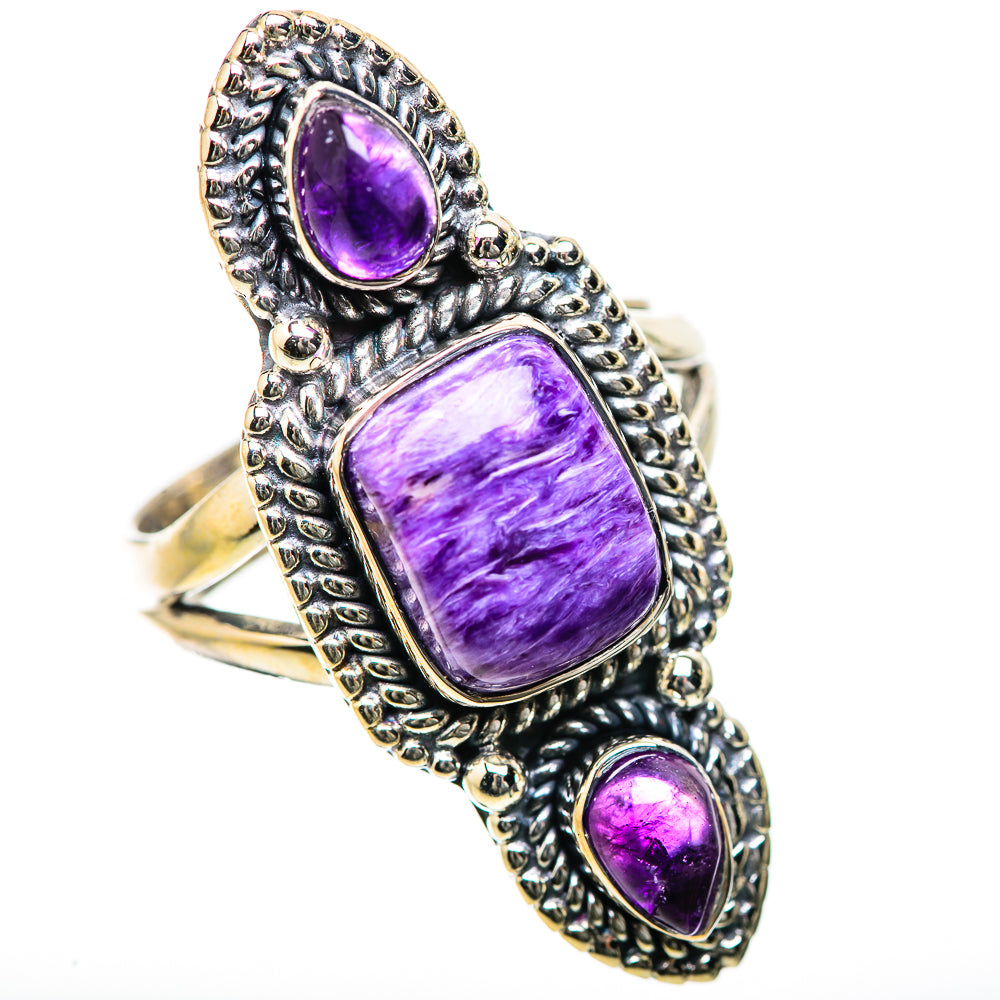 Charoite, Amethyst Rings handcrafted by Anasilvercos - RING134174 - Photo 2