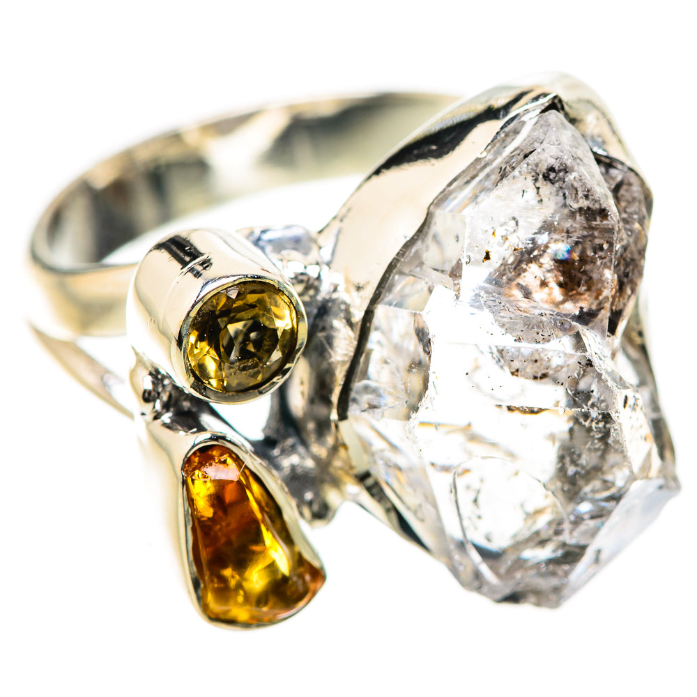 Herkimer Diamond, Citrine Rings handcrafted by Anasilvercos - RING134178 - Photo 2