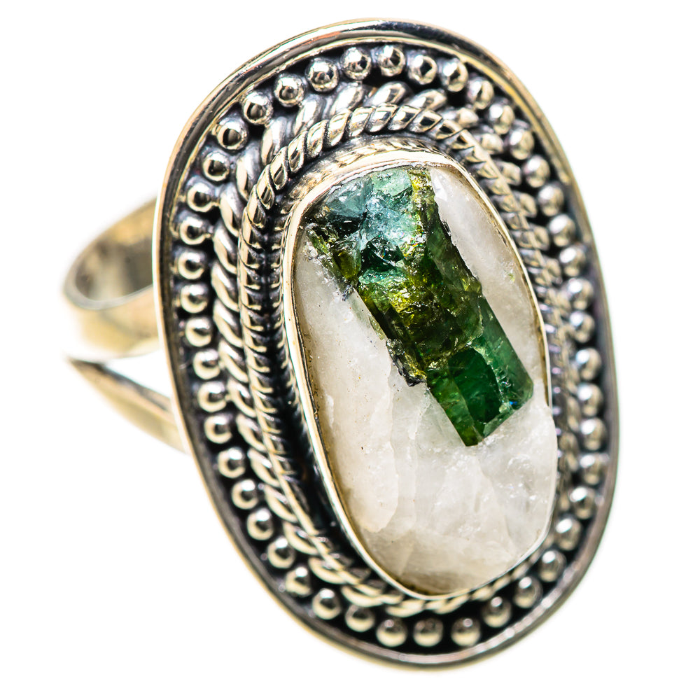 Green Tourmaline In Quartz Rings handcrafted by Anasilvercos - RING134211 - Photo 2