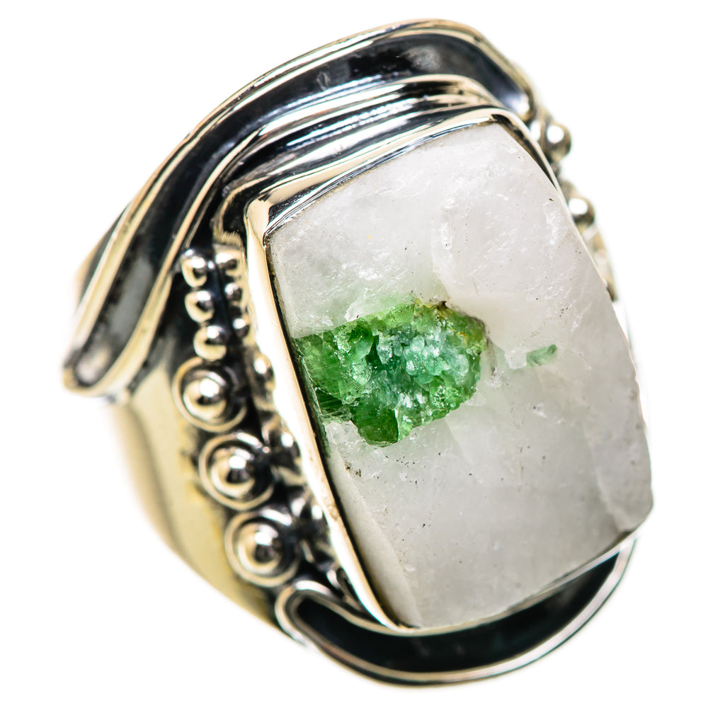 Green Tourmaline In Quartz Rings handcrafted by Anasilvercos - RING134273 - Photo 2
