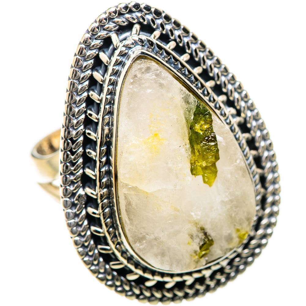Green Tourmaline In Quartz Rings handcrafted by Anasilvercos - RING134309 - Photo 2