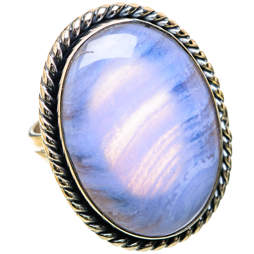 Blue Lace Agate Rings handcrafted by Anasilvercos - RING134321 - Photo 2