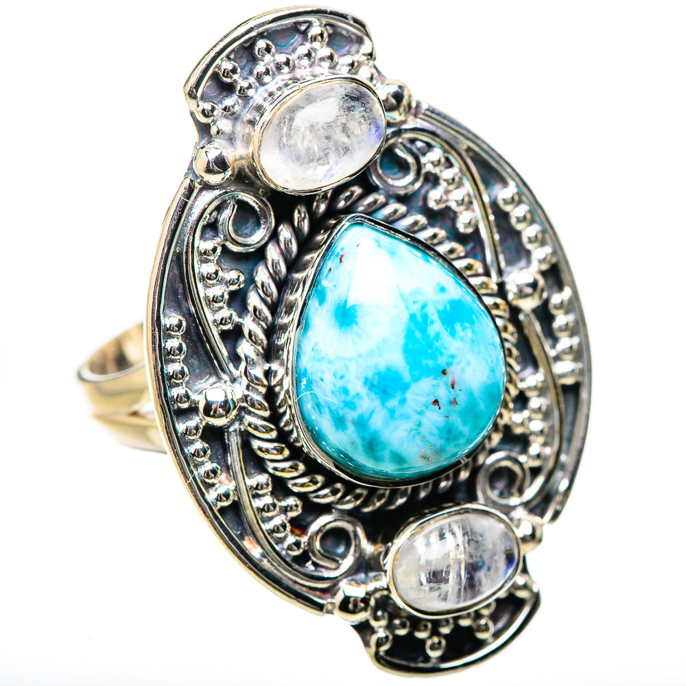 Larimar, Rainbow Moonstone Rings handcrafted by Anasilvercos - RING134328 - Photo 2