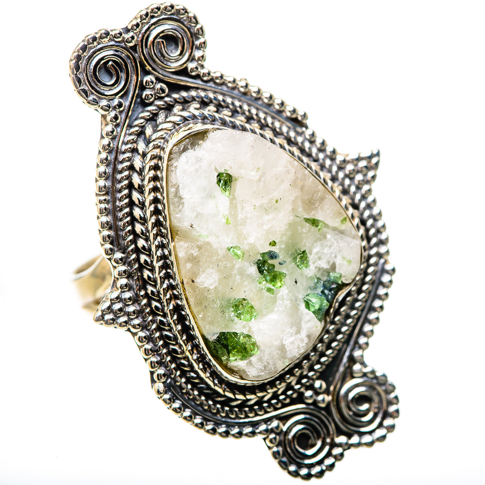 Green Tourmaline In Quartz Rings handcrafted by Anasilvercos - RING134330 - Photo 2