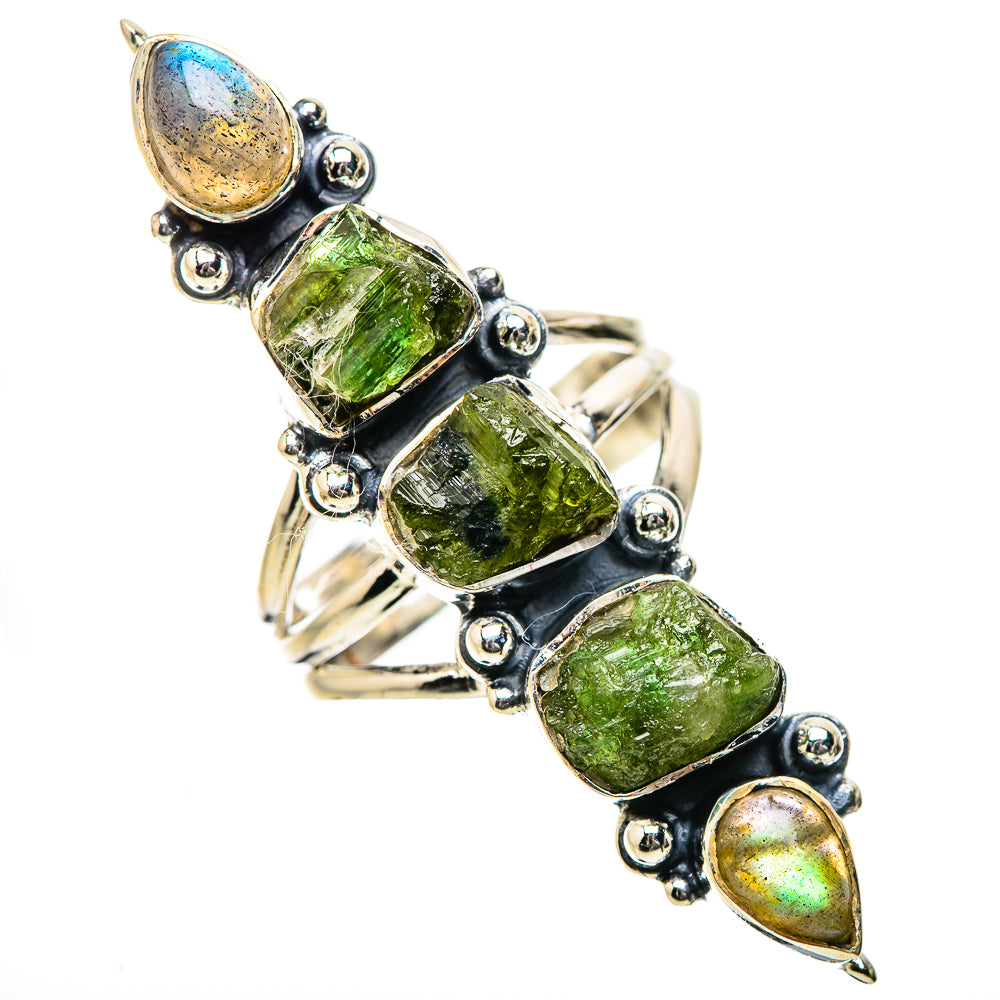 Green Tourmaline, Labradorite Rings handcrafted by Anasilvercos - RING134343 - Photo 2