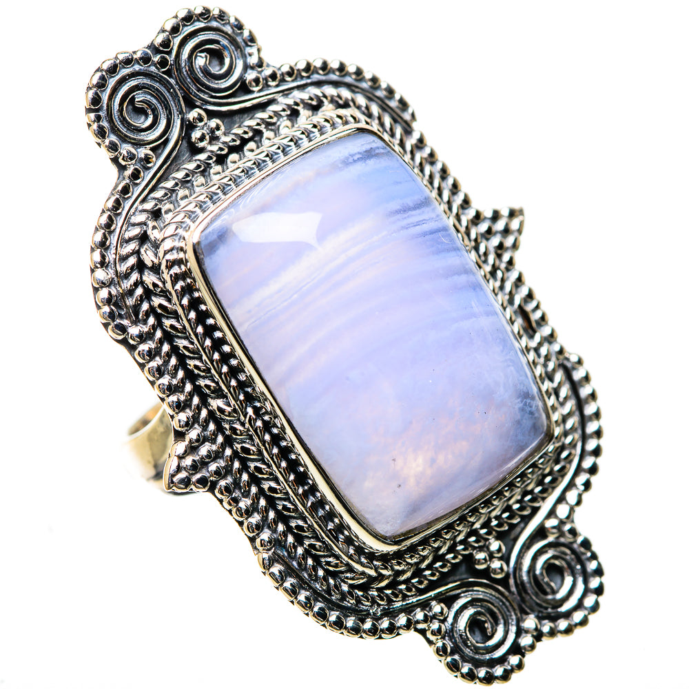 Blue Lace Agate Rings handcrafted by Anasilvercos - RING134351 - Photo 2