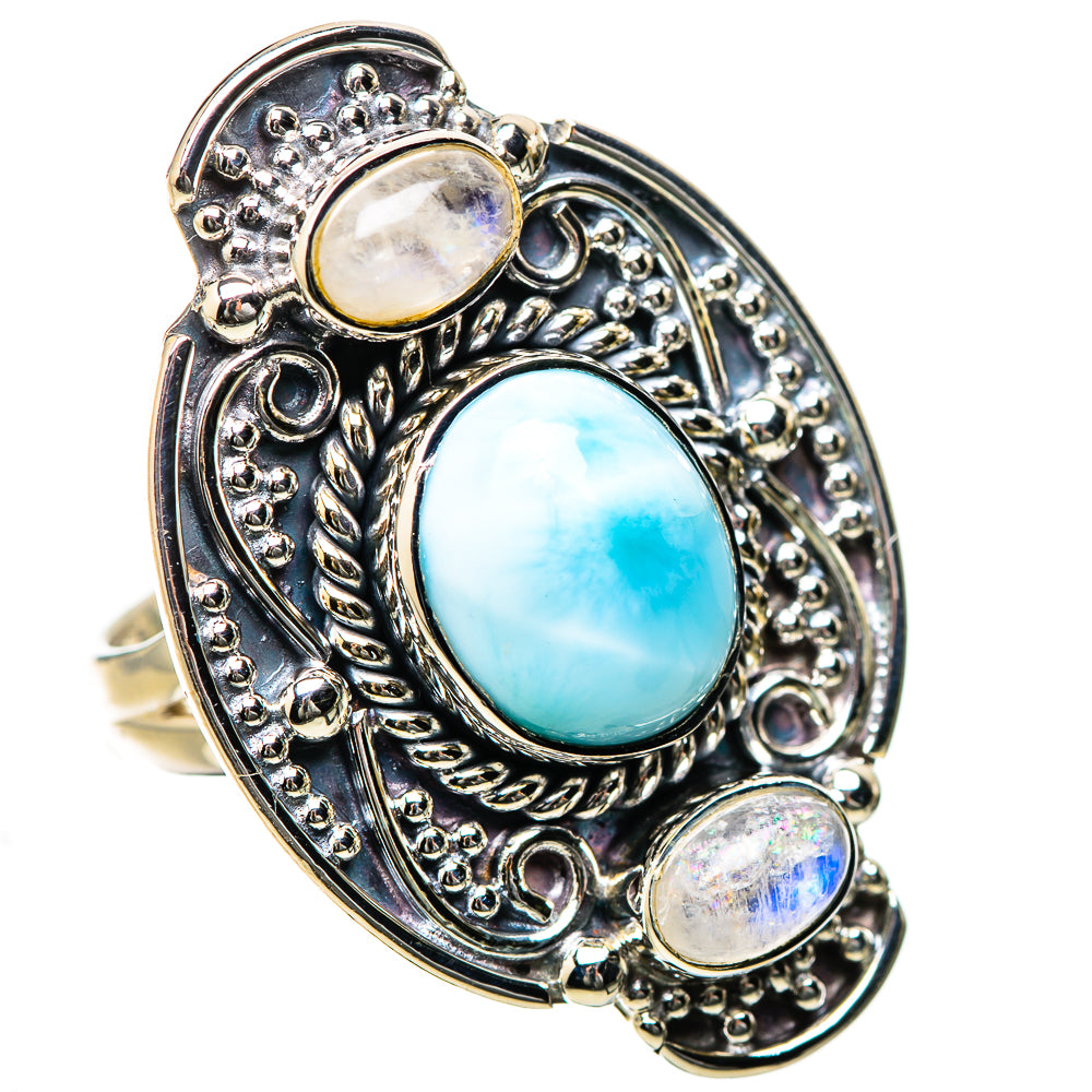 Larimar, Rainbow Moonstone Rings handcrafted by Anasilvercos - RING134355 - Photo 2