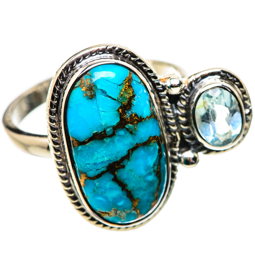 Blue Copper Composite Turquoise Rings handcrafted by Anasilvercos - RING134362 - Photo 2