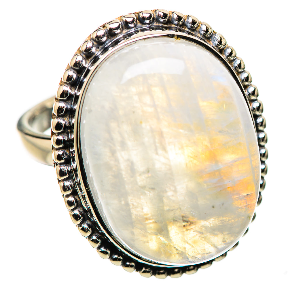 Rainbow Moonstone Rings handcrafted by Anasilvercos - RING134402 - Photo 2