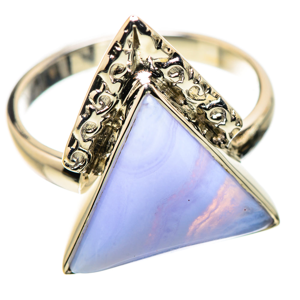 Blue Lace Agate Rings handcrafted by Anasilvercos - RING134421 - Photo 2