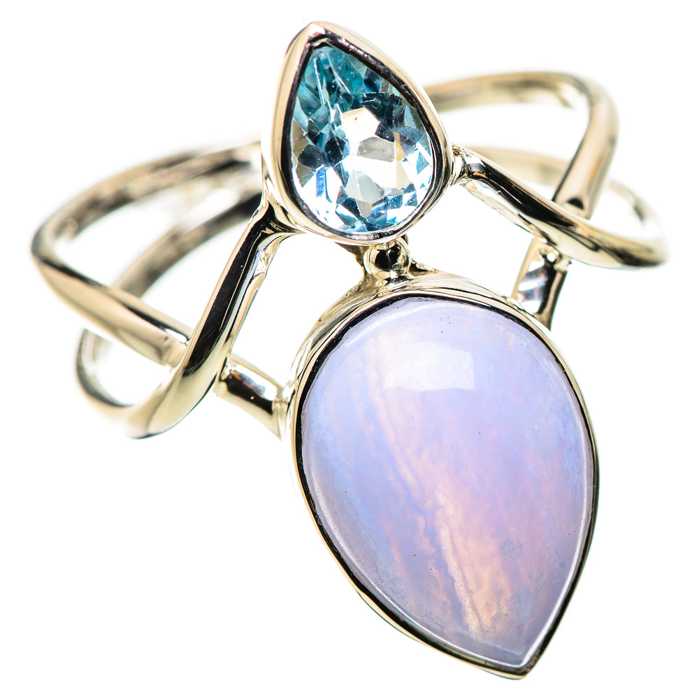Blue Lace Agate Rings handcrafted by Anasilvercos - RING134444 - Photo 2