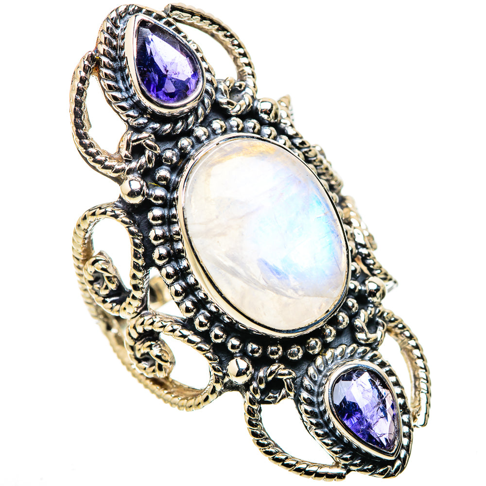 Rainbow Moonstone Rings handcrafted by Anasilvercos - RING134479 - Photo 2
