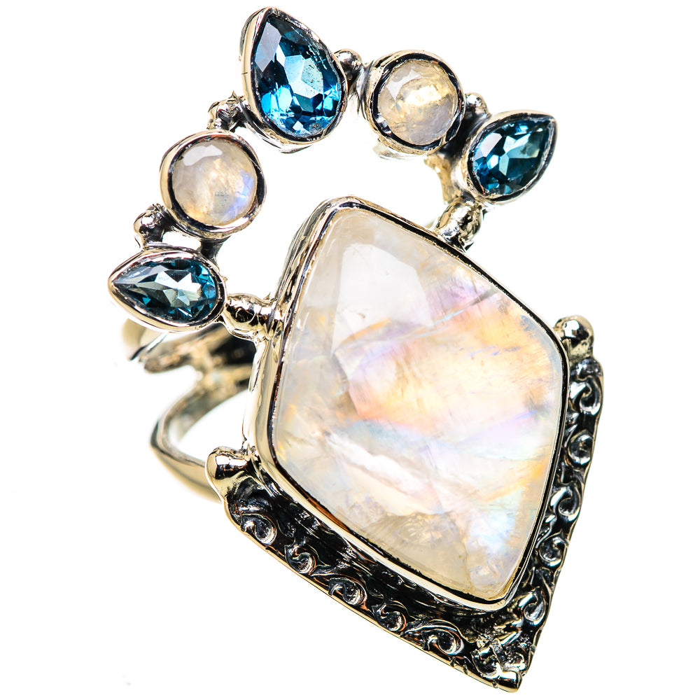 Rainbow Moonstone Rings handcrafted by Anasilvercos - RING134492 - Photo 2