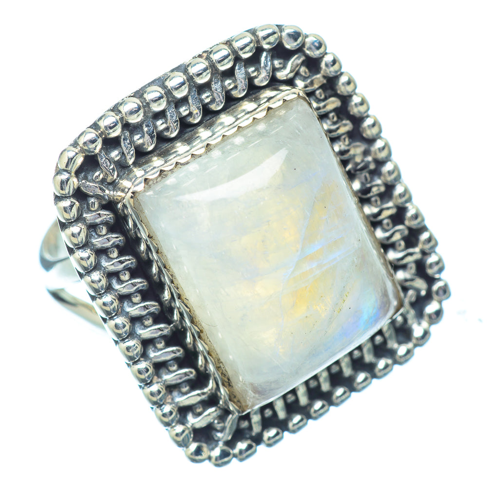 Rainbow Moonstone Rings handcrafted by Anasilvercos - RING14666