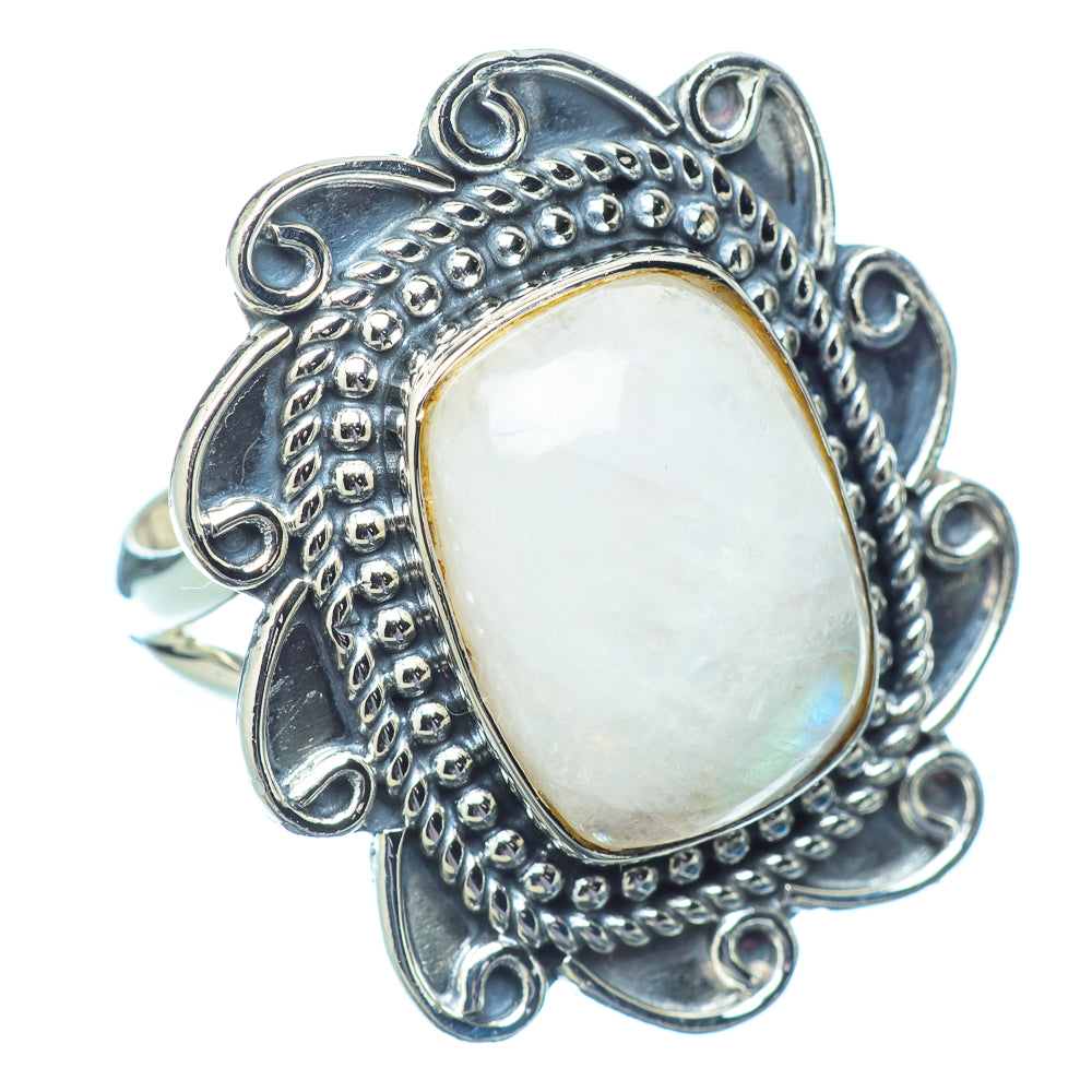 Rainbow Moonstone Rings handcrafted by Anasilvercos - RING14726