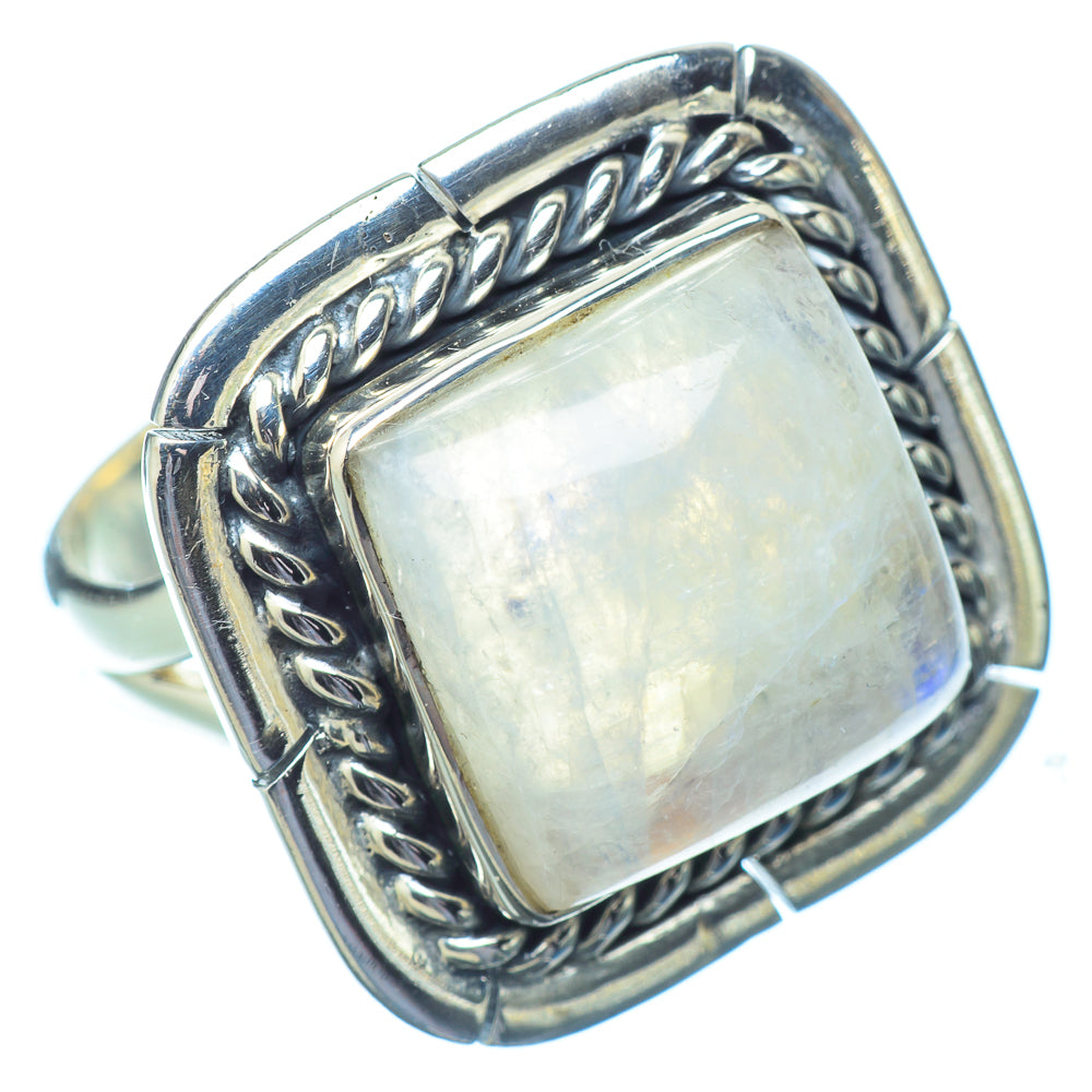 Rainbow Moonstone Rings handcrafted by Anasilvercos - RING14733