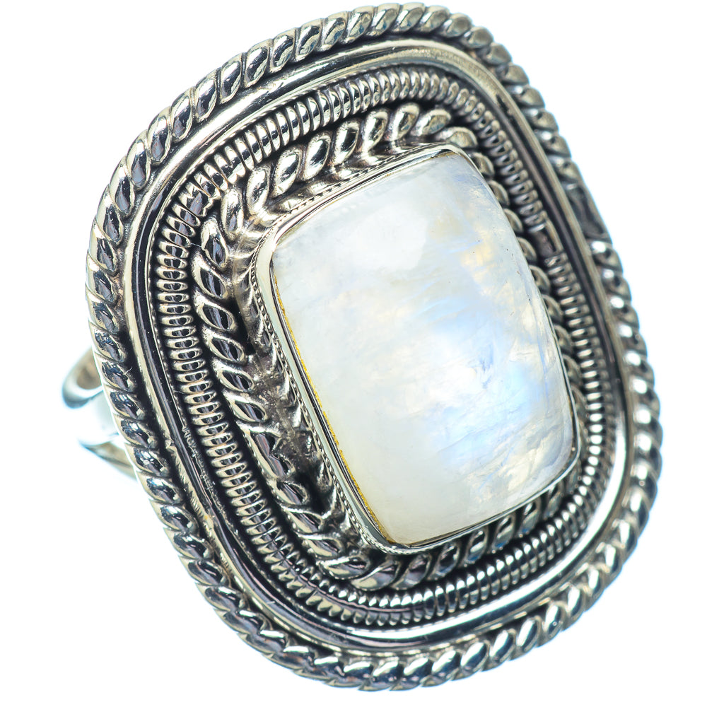 Rainbow Moonstone Rings handcrafted by Anasilvercos - RING14813