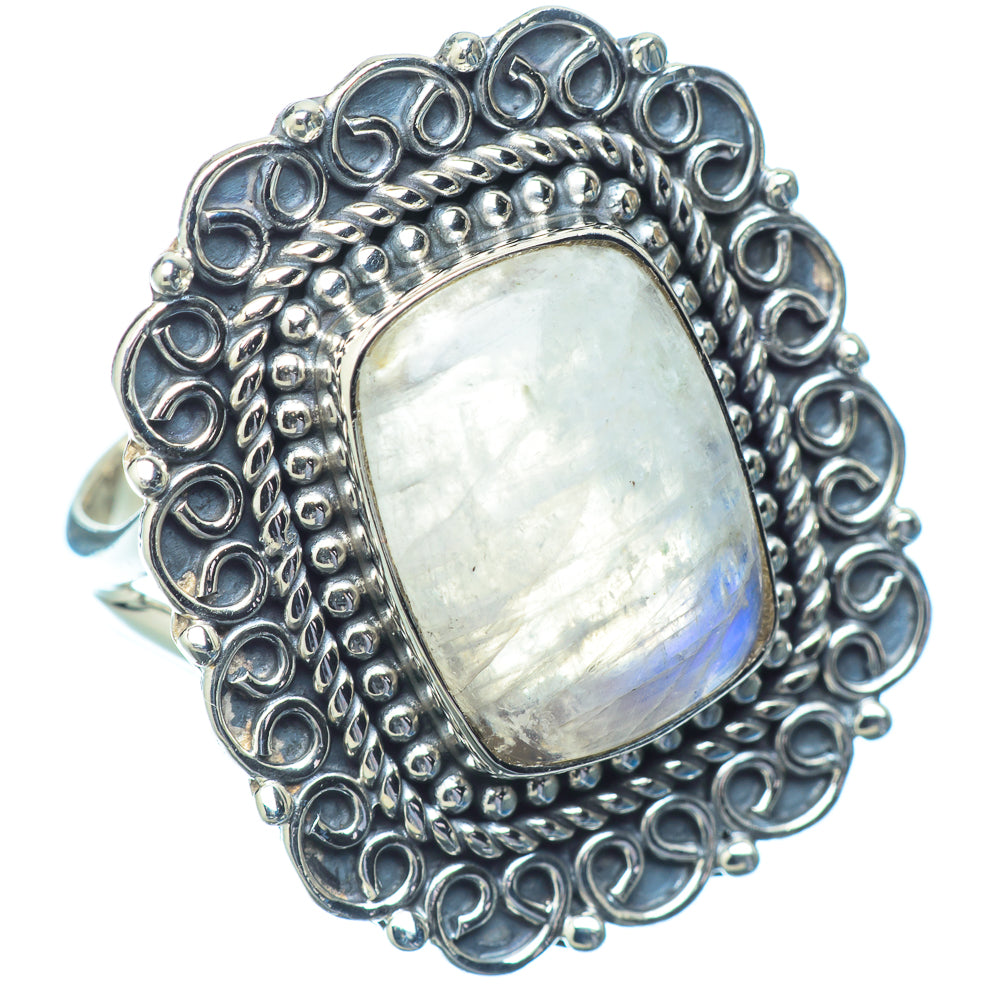Rainbow Moonstone Rings handcrafted by Anasilvercos - RING14886