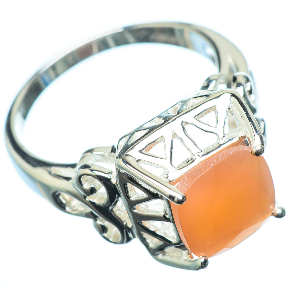 Peach Moonstone Rings handcrafted by Anasilvercos - RING20017