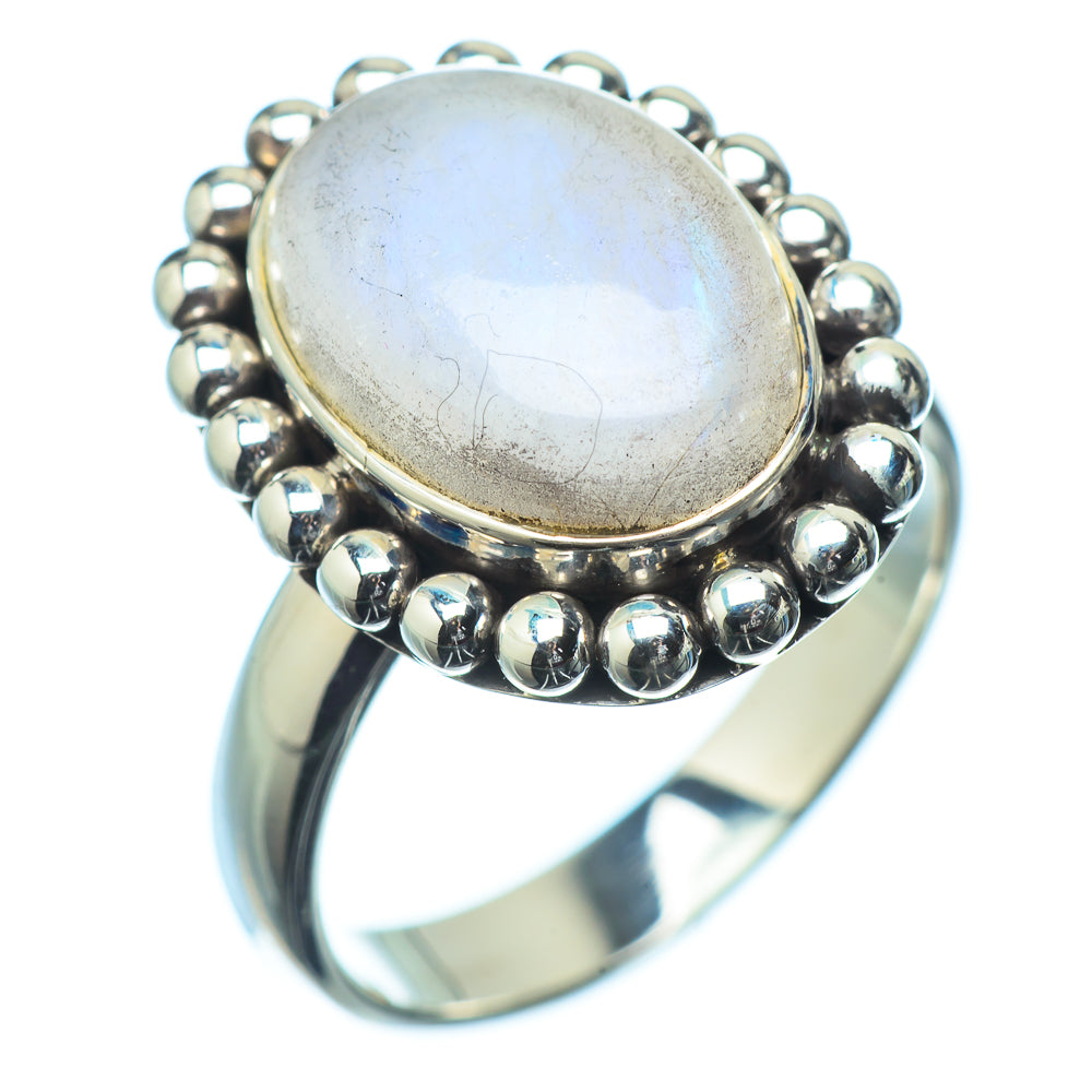 Rainbow Moonstone Rings handcrafted by Anasilvercos - RING20139