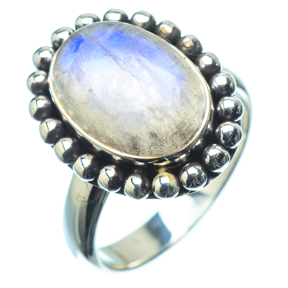 Rainbow Moonstone Rings handcrafted by Anasilvercos - RING20613