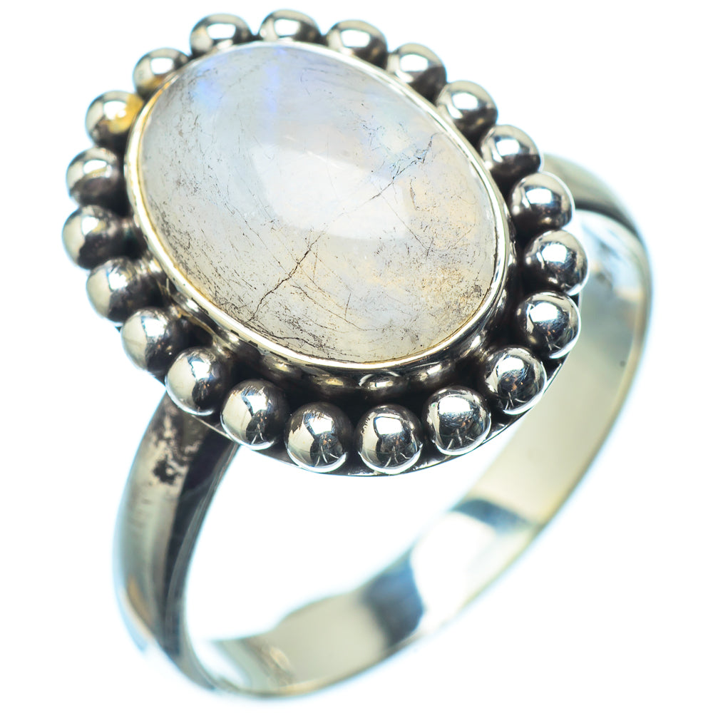 Rainbow Moonstone Rings handcrafted by Anasilvercos - RING20803