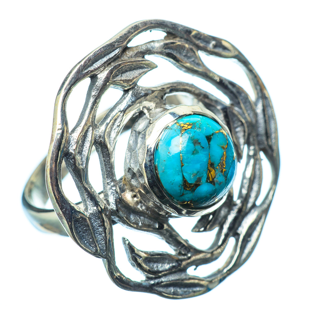 Blue Copper Composite Turquoise Rings handcrafted by Anasilvercos - RING21130