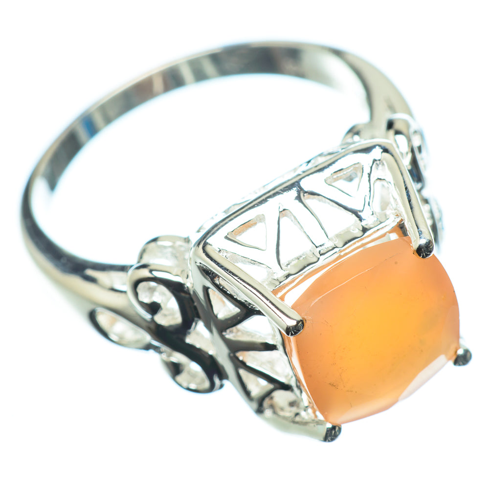 Peach Moonstone Rings handcrafted by Anasilvercos - RING23410