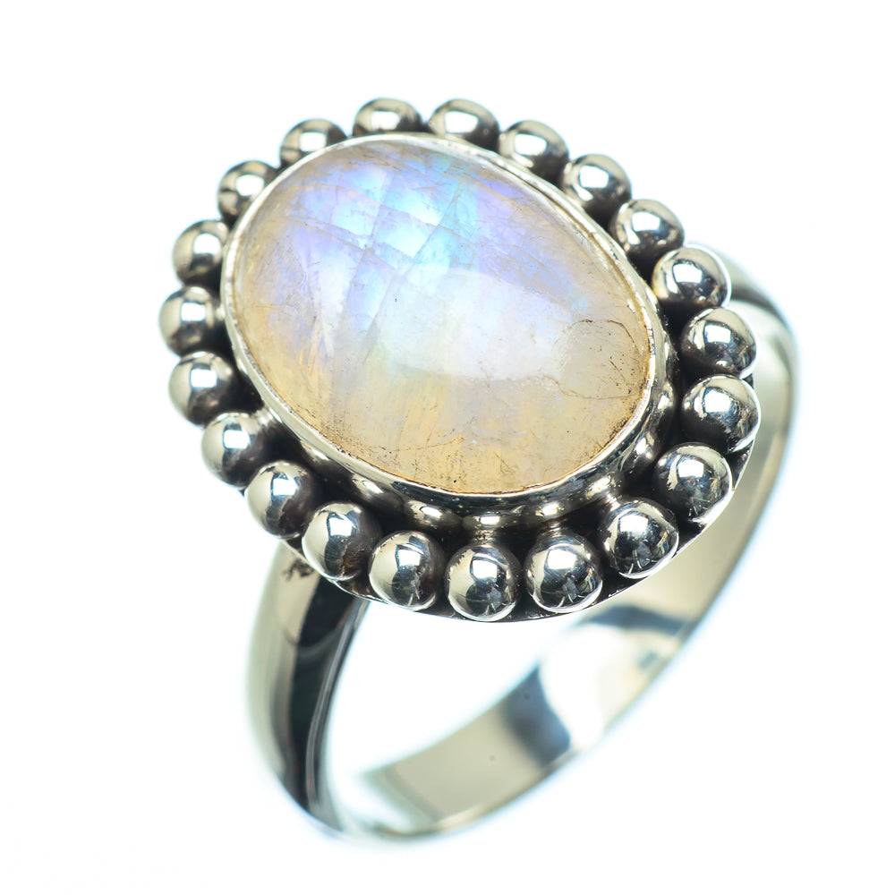 Rainbow Moonstone Rings handcrafted by Anasilvercos - RING23623