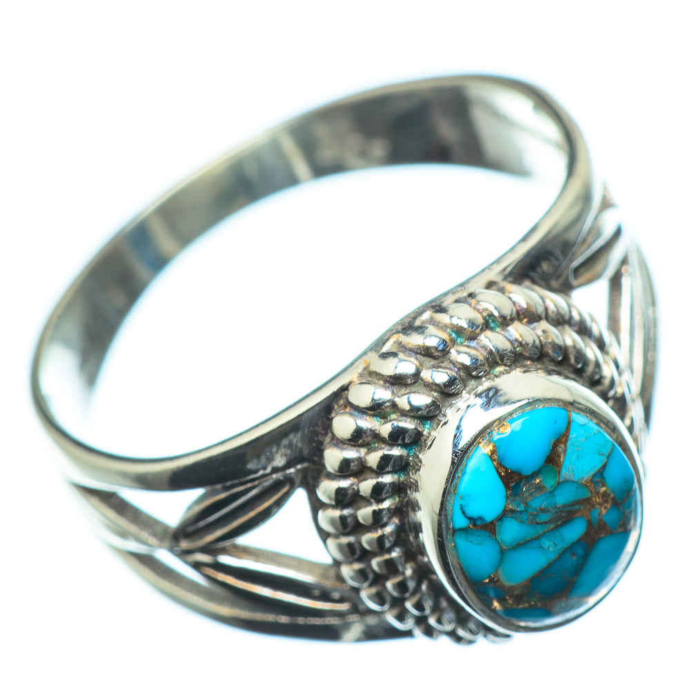 Blue Copper Composite Turquoise Rings handcrafted by Anasilvercos - RING23652
