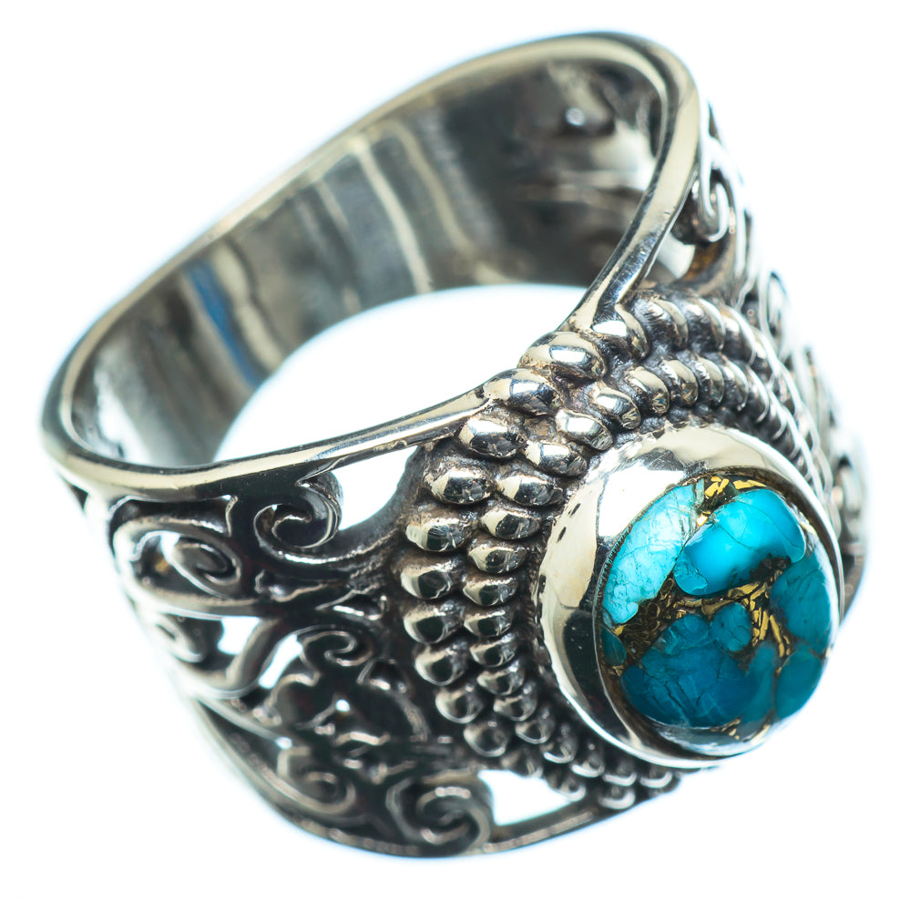 Blue Copper Composite Turquoise Rings handcrafted by Anasilvercos - RING23684
