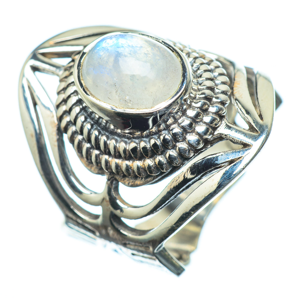 Rainbow Moonstone Rings handcrafted by Anasilvercos - RING23717