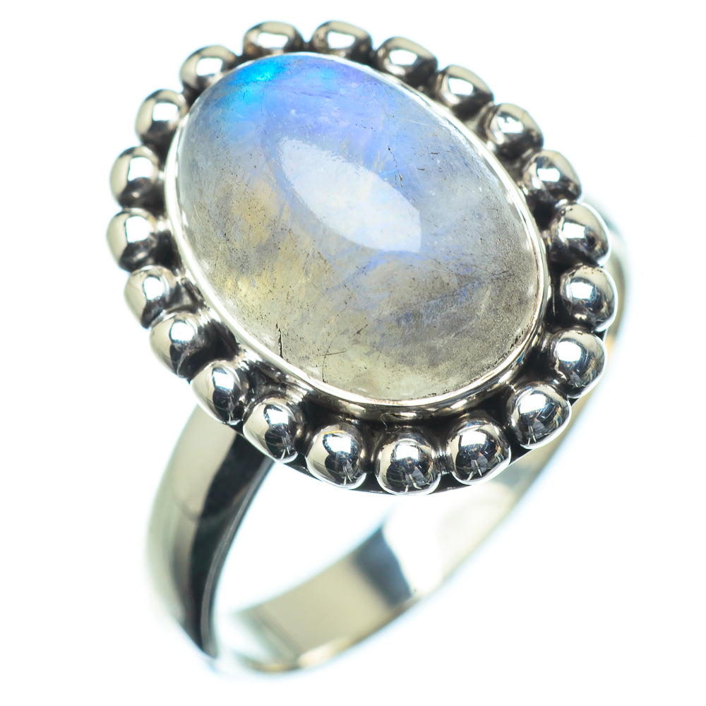 Rainbow Moonstone Rings handcrafted by Anasilvercos - RING23718