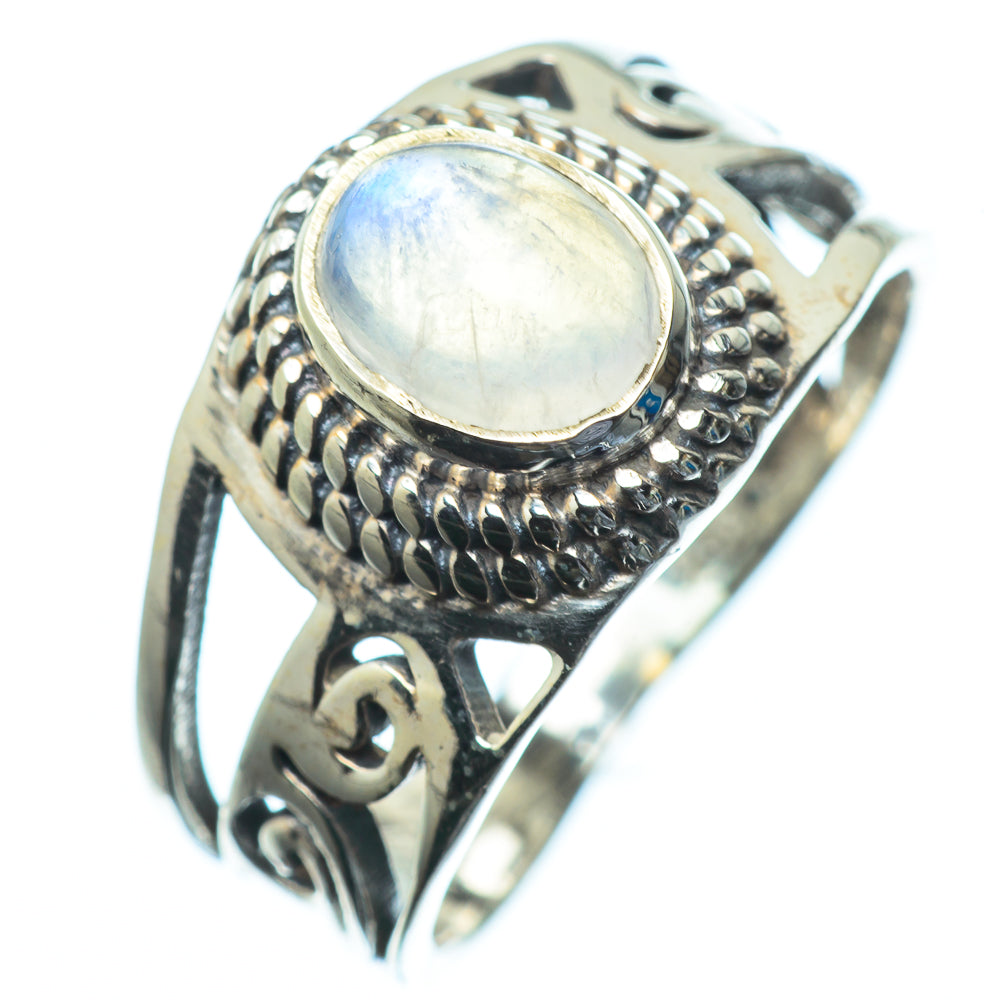 Rainbow Moonstone Rings handcrafted by Anasilvercos - RING23795