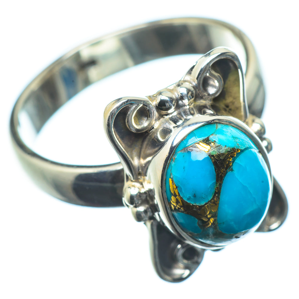 Blue Copper Composite Turquoise Rings handcrafted by Anasilvercos - RING23799