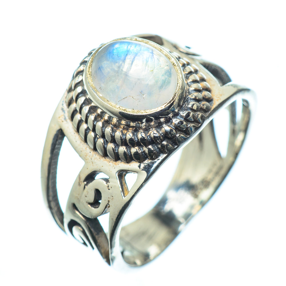 Rainbow Moonstone Rings handcrafted by Anasilvercos - RING23933