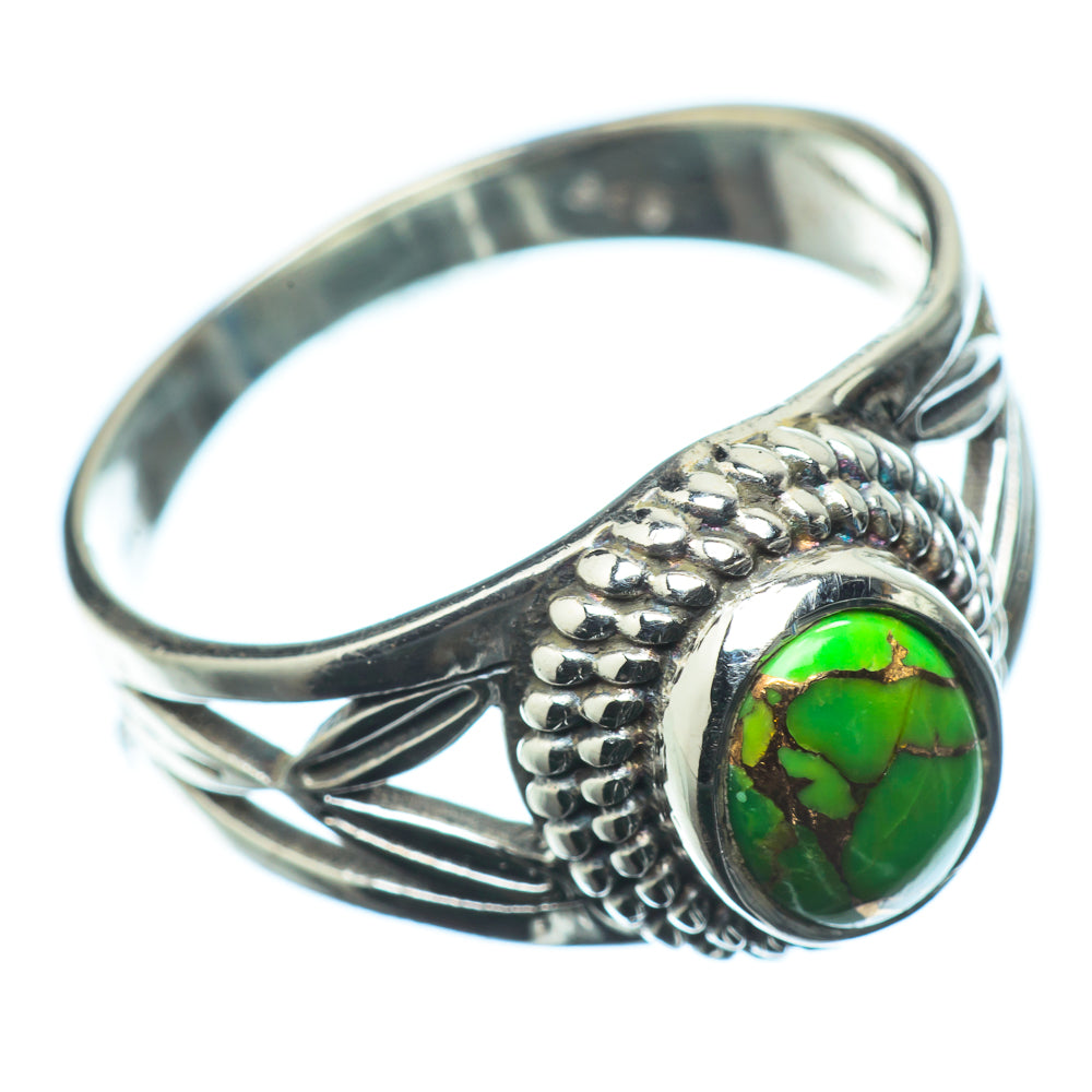 Green Copper Composite Turquoise Rings handcrafted by Anasilvercos - RING23940