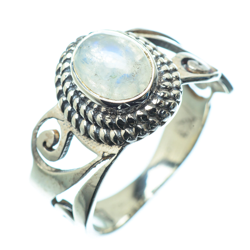 Rainbow Moonstone Rings handcrafted by Anasilvercos - RING24008