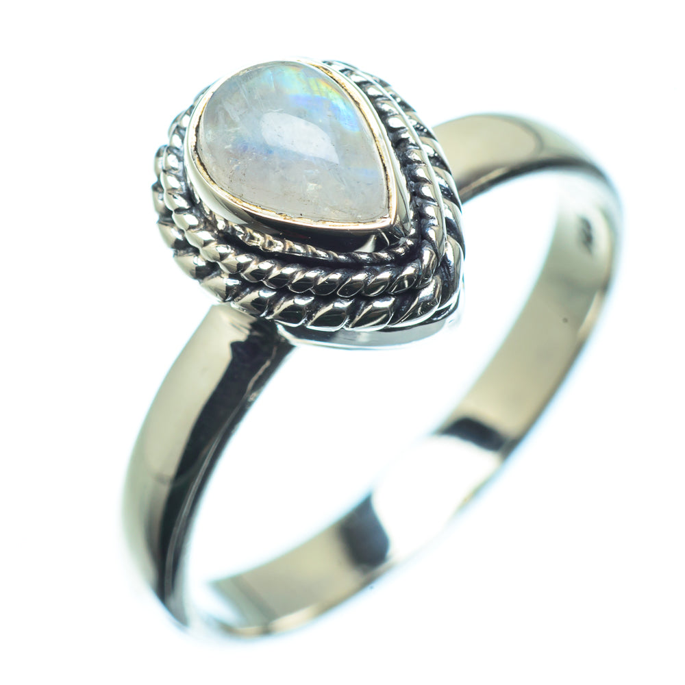Rainbow Moonstone Rings handcrafted by Anasilvercos - RING24045