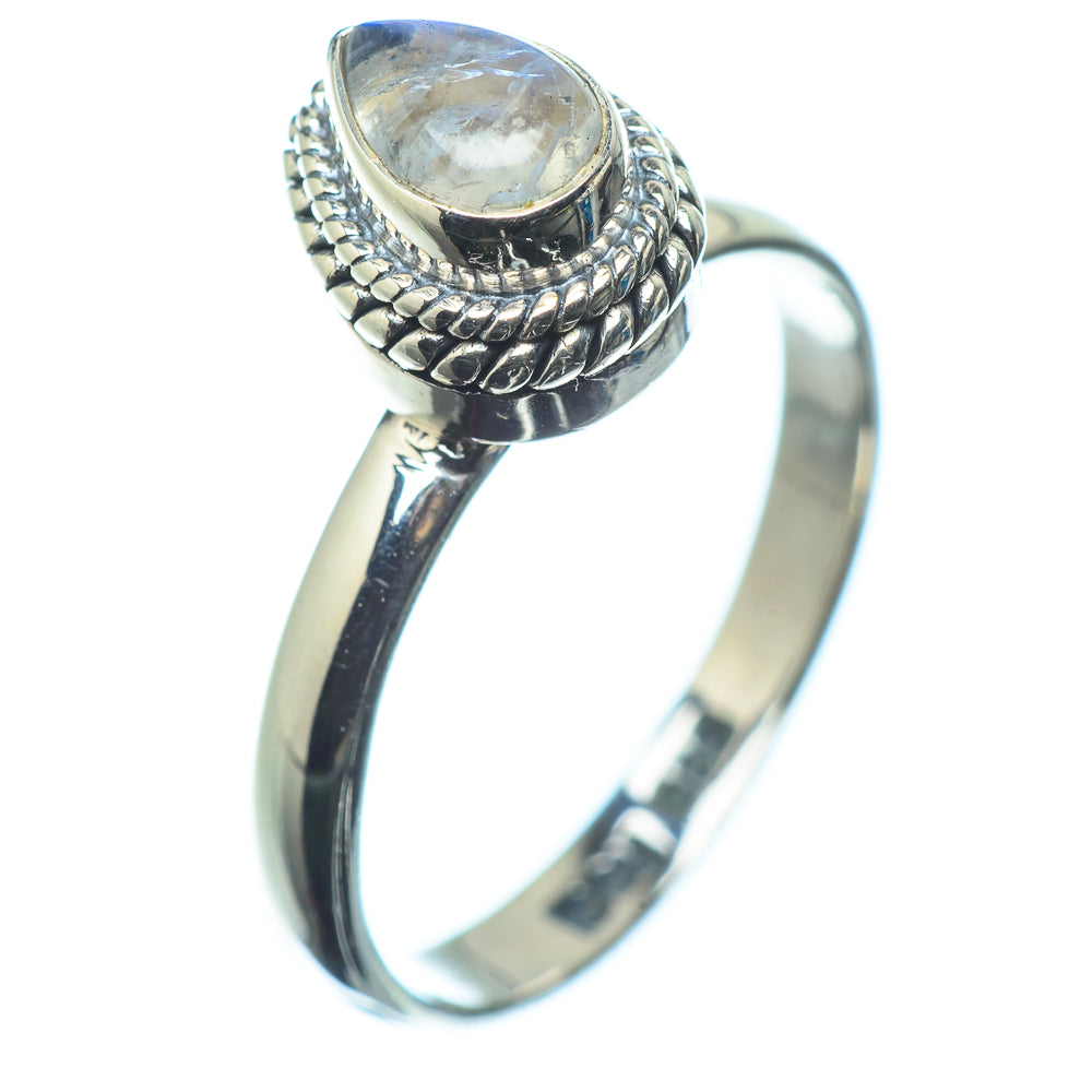 Rainbow Moonstone Rings handcrafted by Anasilvercos - RING24061