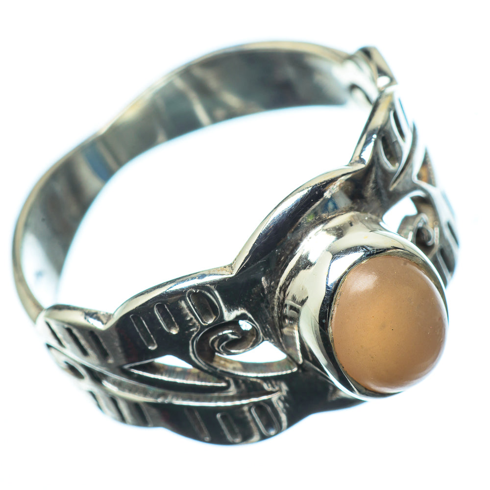 Peach Moonstone Rings handcrafted by Anasilvercos - RING24078