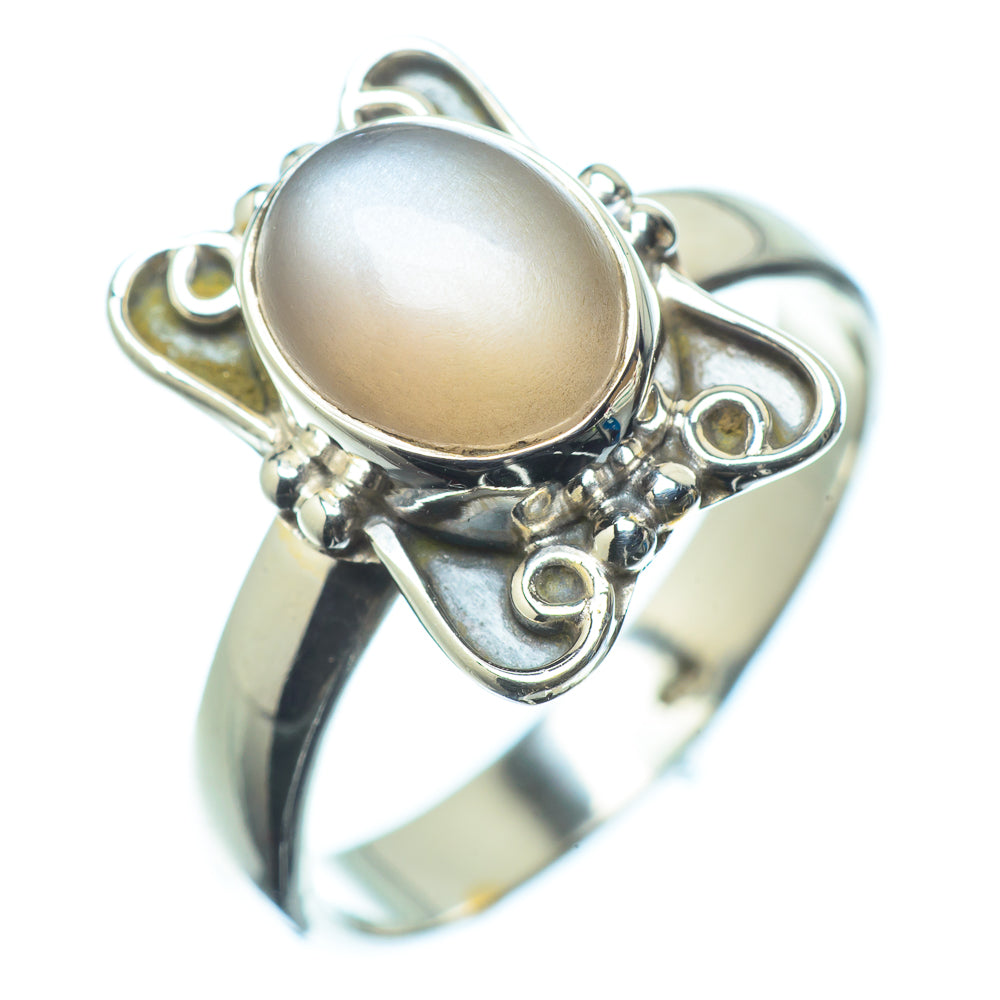 Peach Moonstone Rings handcrafted by Anasilvercos - RING24154
