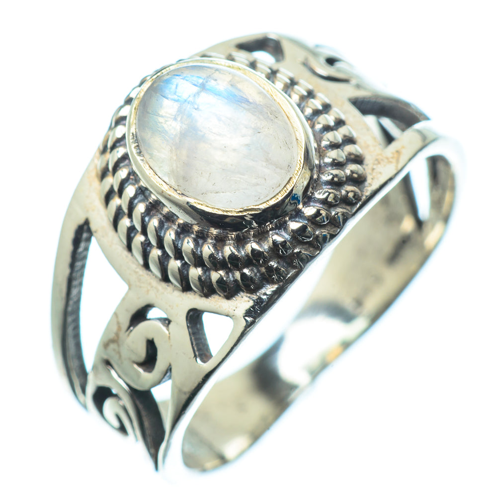 Rainbow Moonstone Rings handcrafted by Anasilvercos - RING24208