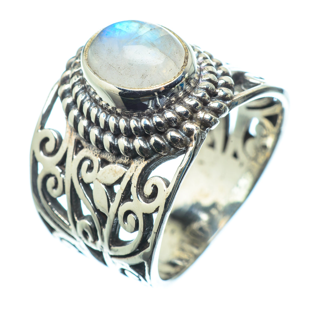 Rainbow Moonstone Rings handcrafted by Anasilvercos - RING24422