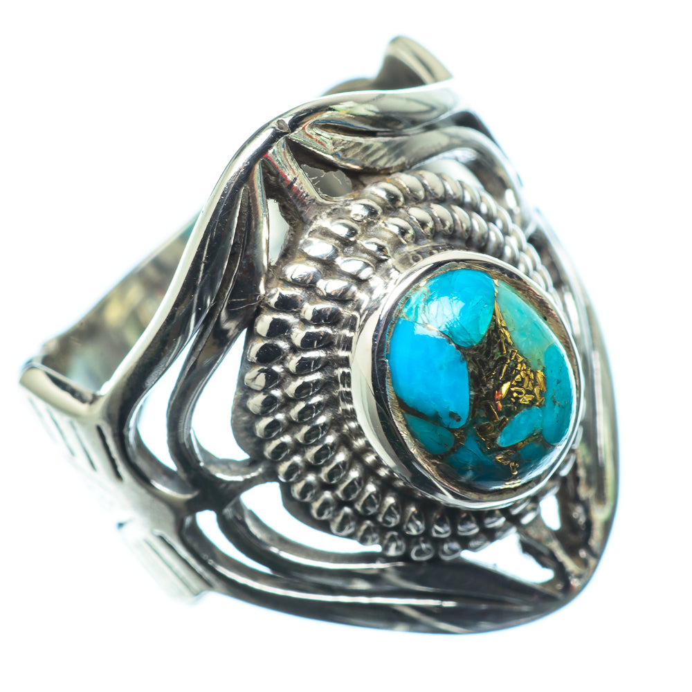 Blue Copper Turquoise Rings handcrafted by Anasilvercos - RING24507